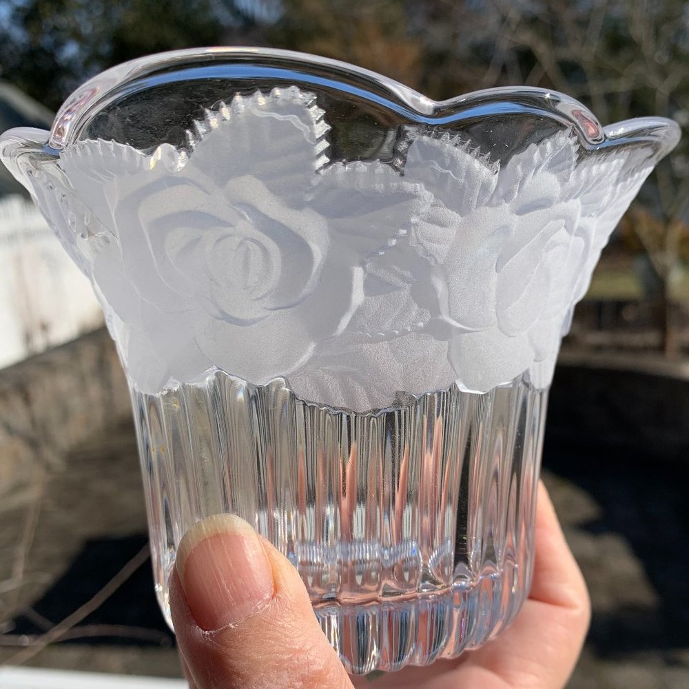 FIRM PRICE Vtg SOGA Crystal Glass Bowl Flower Pot Candle Holder